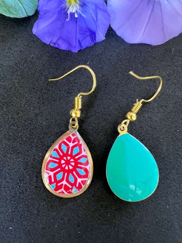 Double Sided Red Paisley earrings