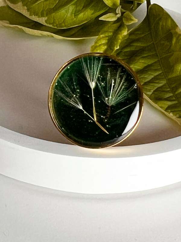 Real Dandelion Statement Ring
