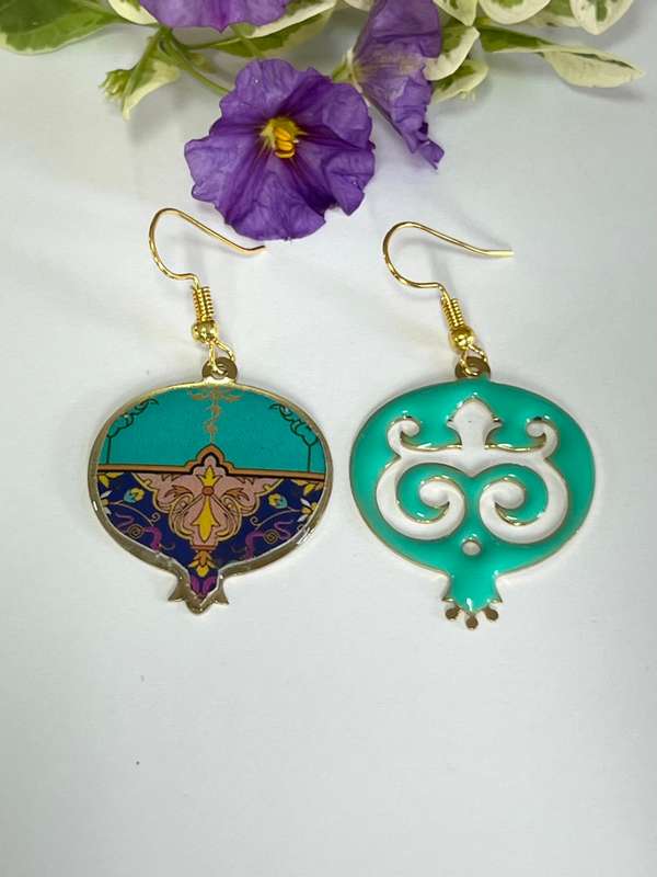 Turquoise and Blue Pomegranate Mismatched Earrings