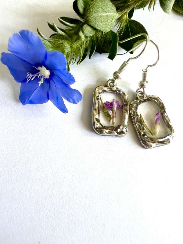 Spiky Purple Gorse in Dainty Square Frame