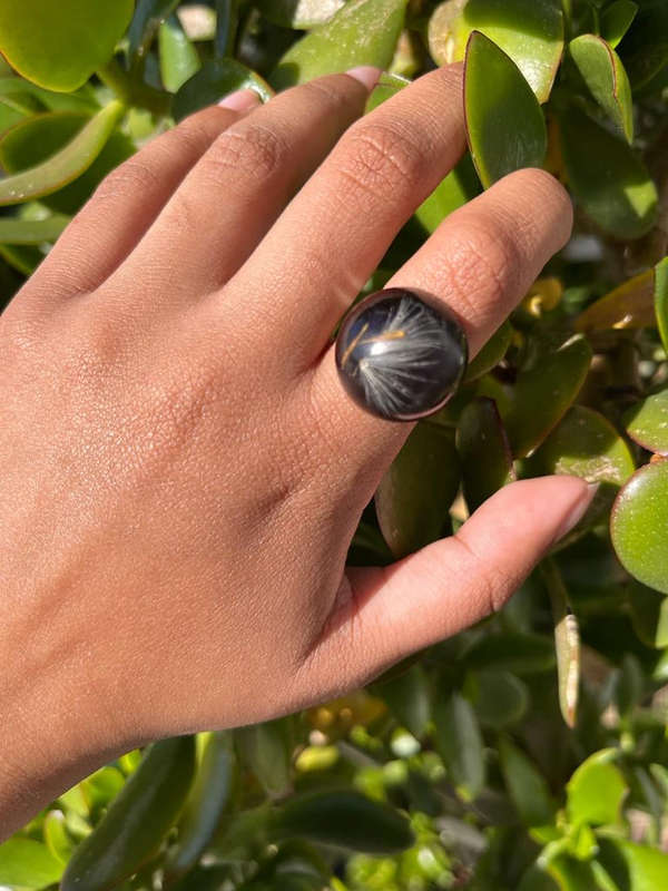 Real Dandelion Statement Ring