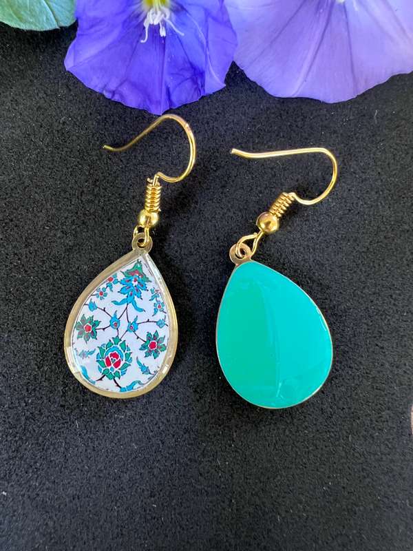 Double Sided Blue Paisley earrings
