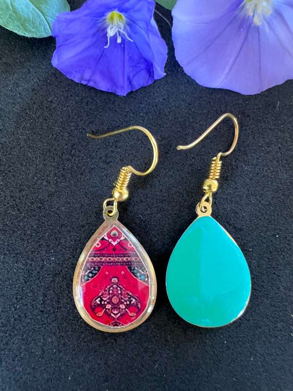 Double Sided Red Paisley earrings