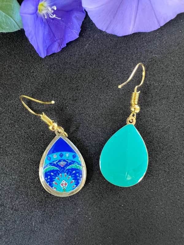 Double Sided Blue Paisley earrings