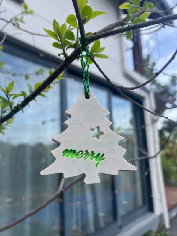 Christmas Tree Ornament with Merry and Star