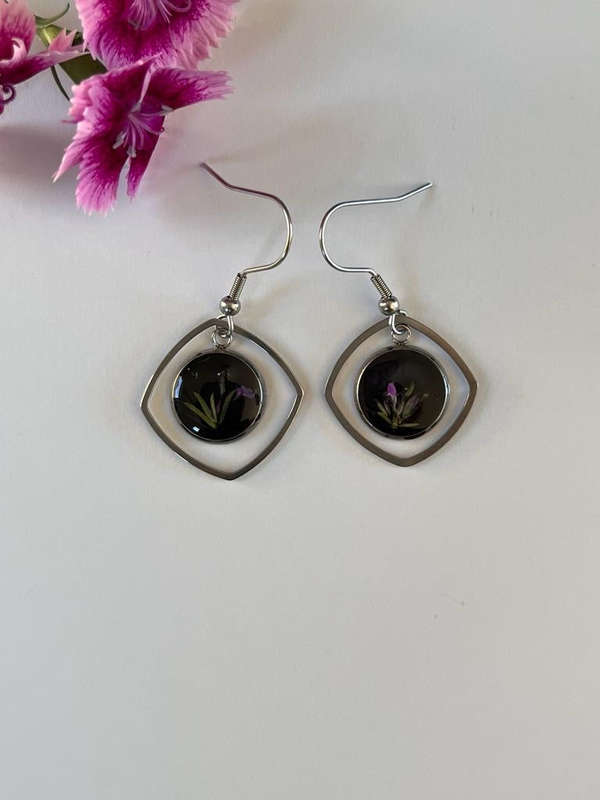 Tiny Spiky Purple Gorse Fynbos Earrings