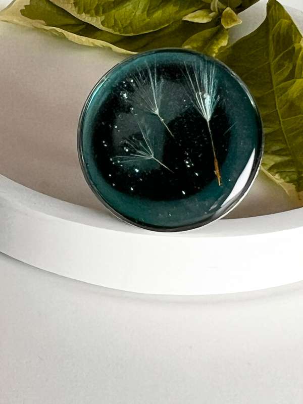 Real Dandelion Statement Ring