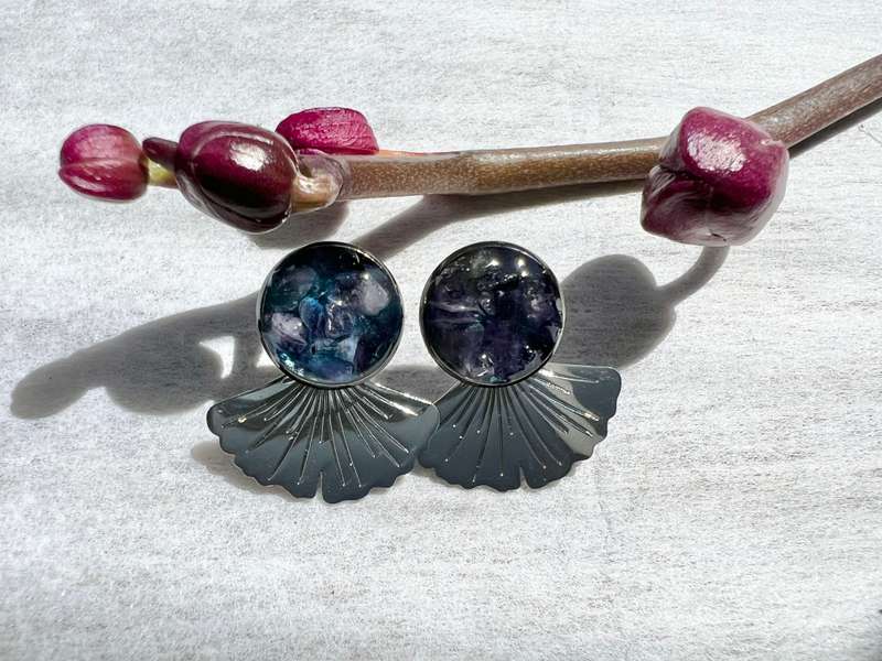 Amethyst in Silver setting Resin Jewlery