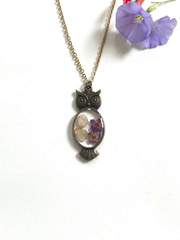 Night Owl Resin Necklace