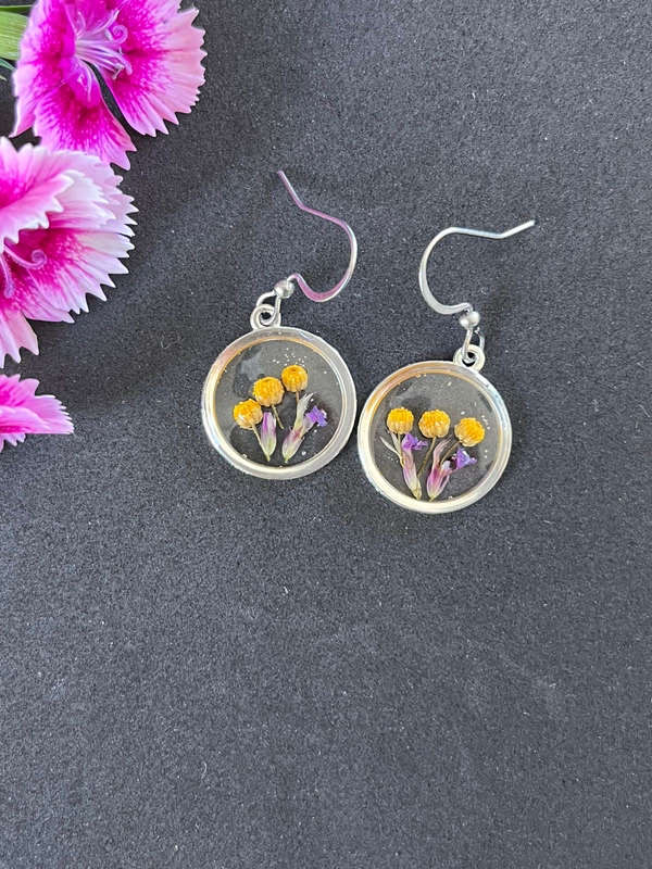 Tiny Spiky Purple Gorse Fynbos Earrings