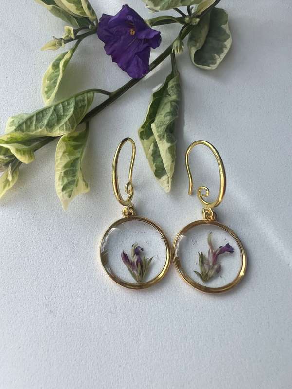 Tiny Spiky Purple Gorse Fynbos Earrings
