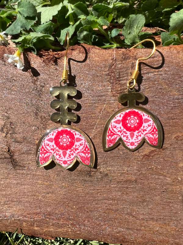 Red Protea Earrings