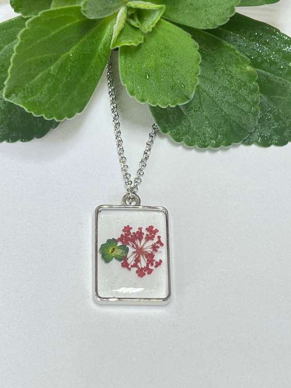 Fynbos Blast Rectangle Silver Frame Resin Jewellery