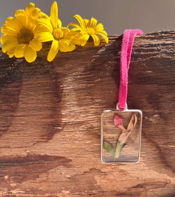 Fynbos Blast Rectangle Silver Frame Resin Jewellery