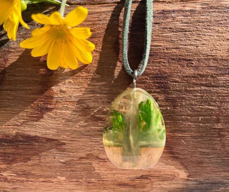 Forest View Unisex Wood and Resin Necklace