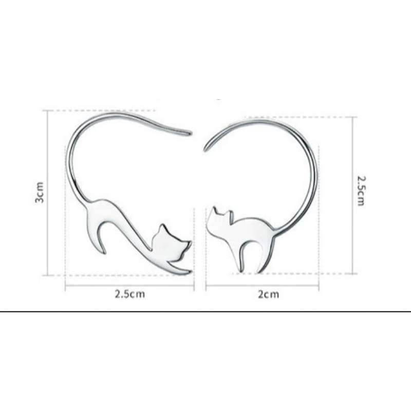 925 Sterling Silver Mismatched Kitty Cat Earrings