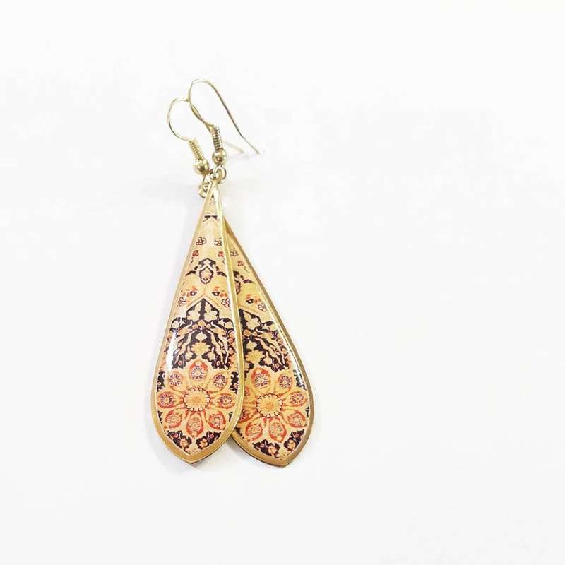 Khaki long drop earrings