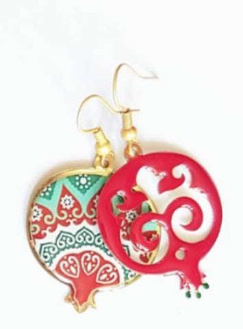 Red Mismatched Pomegranate Earrings