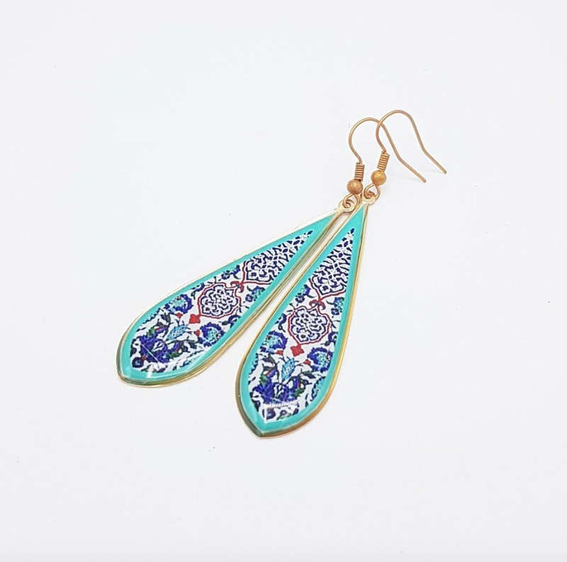 Turquoise Ottoman Long Drop Earrings