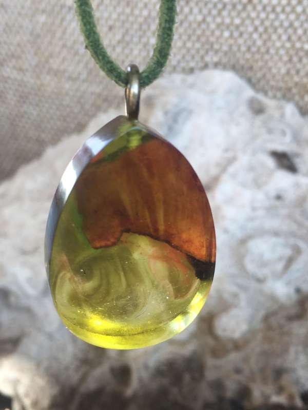 Forest View Unisex Wood and Resin Necklace