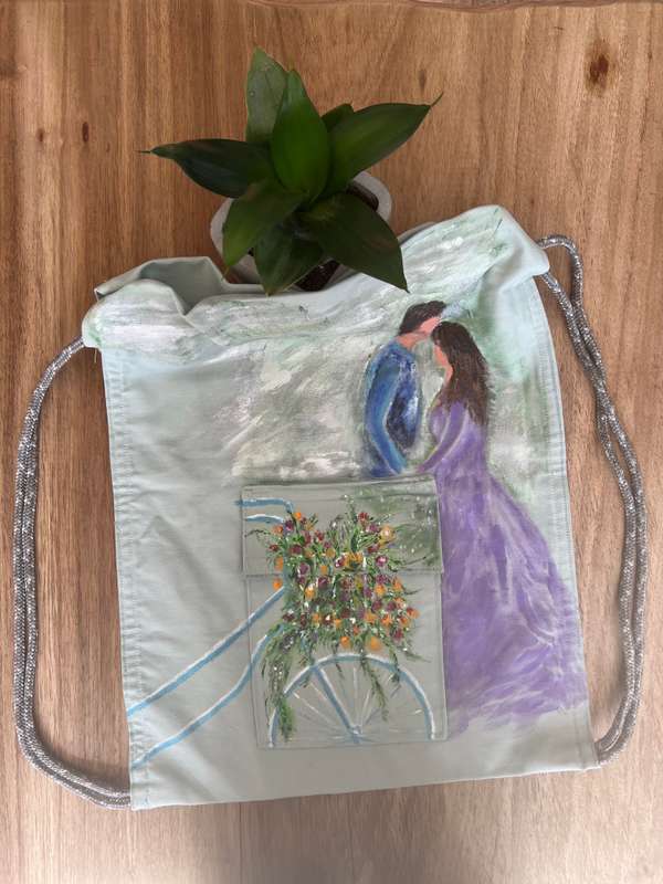 Flower Basket Hand Painted Cotton Bag