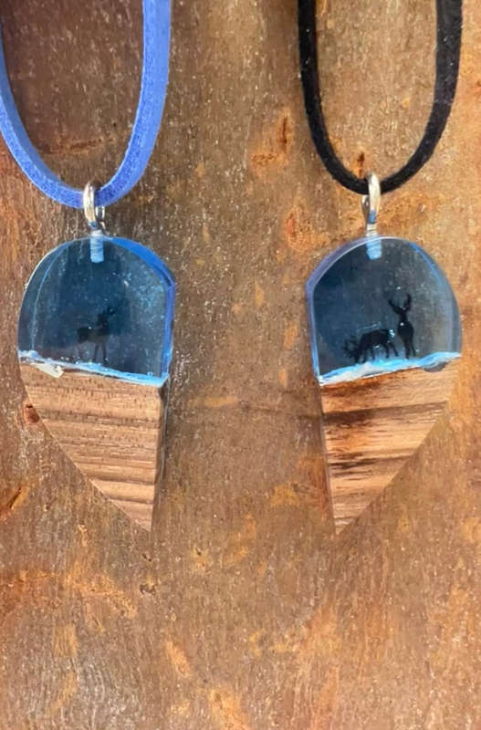 Love Deer heart shape resin and wood