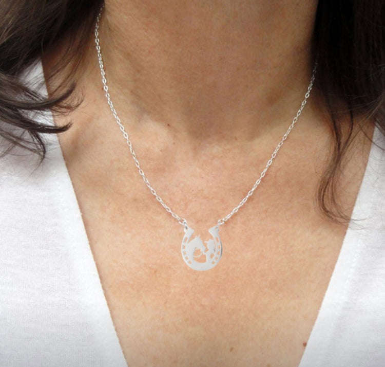 Sterling silver Horse and Girl necklace