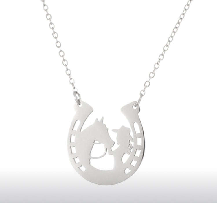 Sterling silver Horse and Girl necklace