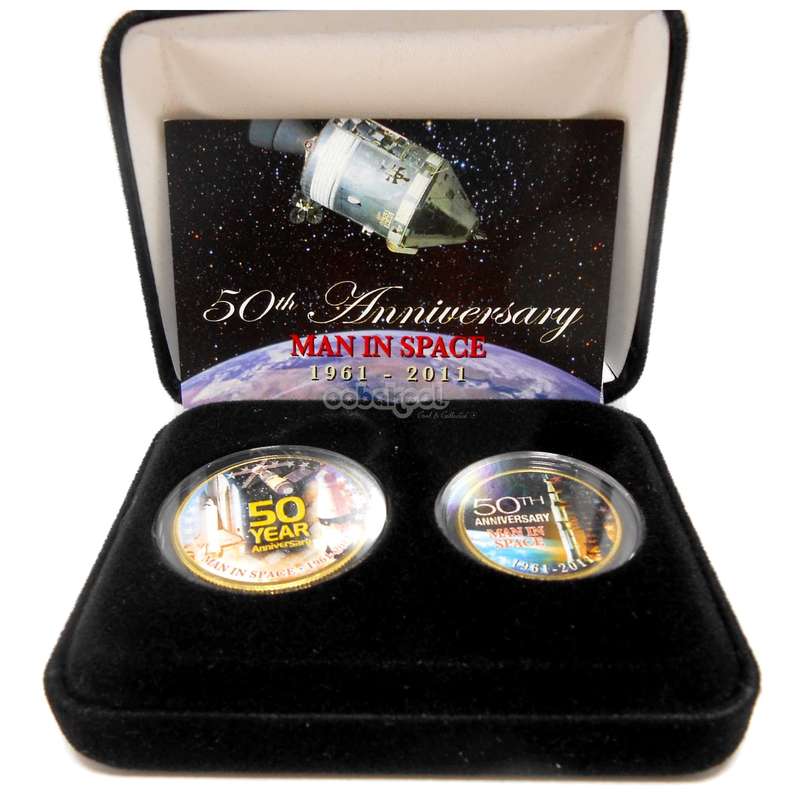 50th Anniversary Man In Space / NASA 24kt Gold Plated Coin Set / Commemorative Coins