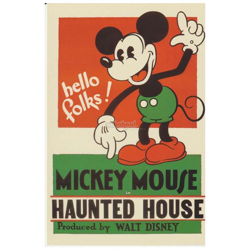 Disney / Mickey Mouse / "Haunted House" 1930 Movie Poster Postcard / Limited Edition