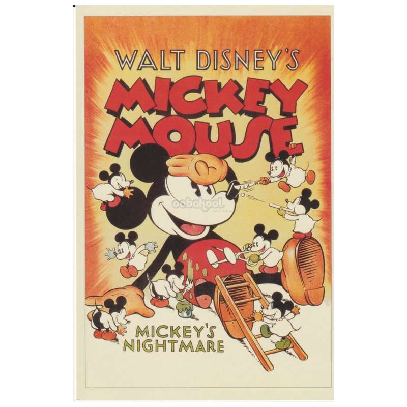 Disney / Mickey Mouse / "Mickey's Nightmare" 1930'S Movie Poster Postcard / Limited Edition
