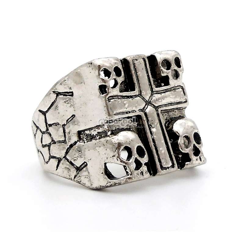 Four Skulls Crucifix / Skull Ring / Stainless Steel - Size 11