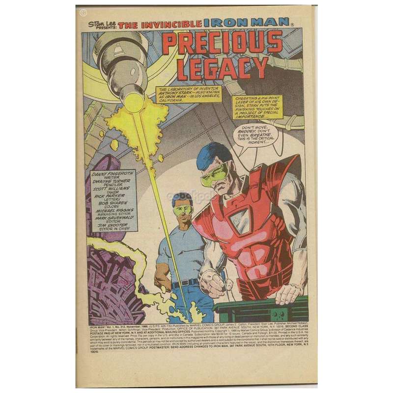 Iron Man / Precious Legacy / Marvel Vol 1 #212 Nov 1986 / Vintage Comic Book