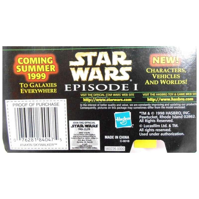 Star Wars / Anakin Skywalker / POTF Collection / 1999 Hasbro 3.75 Inch Action Figure / MOC