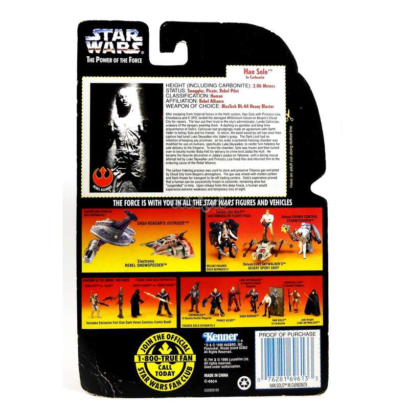 Star Wars / Han Solo in Carbonite / POTF Collection / 1996 Hasbro 3.75 Inch Action Figure / MOC