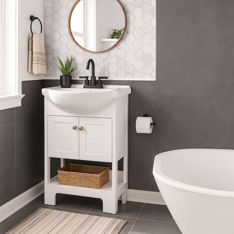Denver  Contemporary Vanity Cabinet 550 2Door White