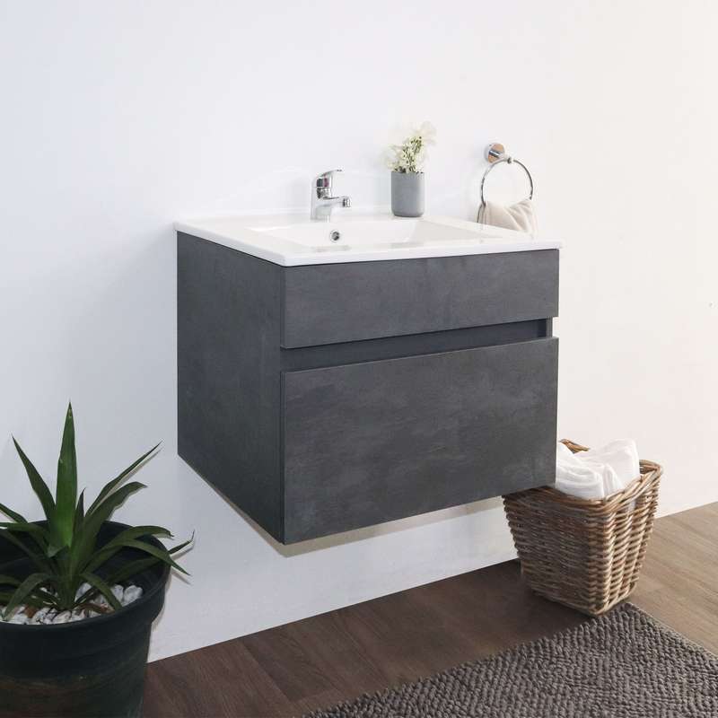 Denver Stylo Floating Bathroom Vanity | Vermont Slate Stucco