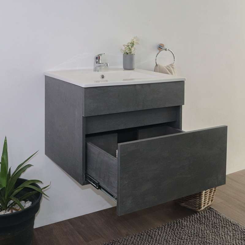 Denver Stylo Floating Bathroom Vanity | Vermont Slate Stucco
