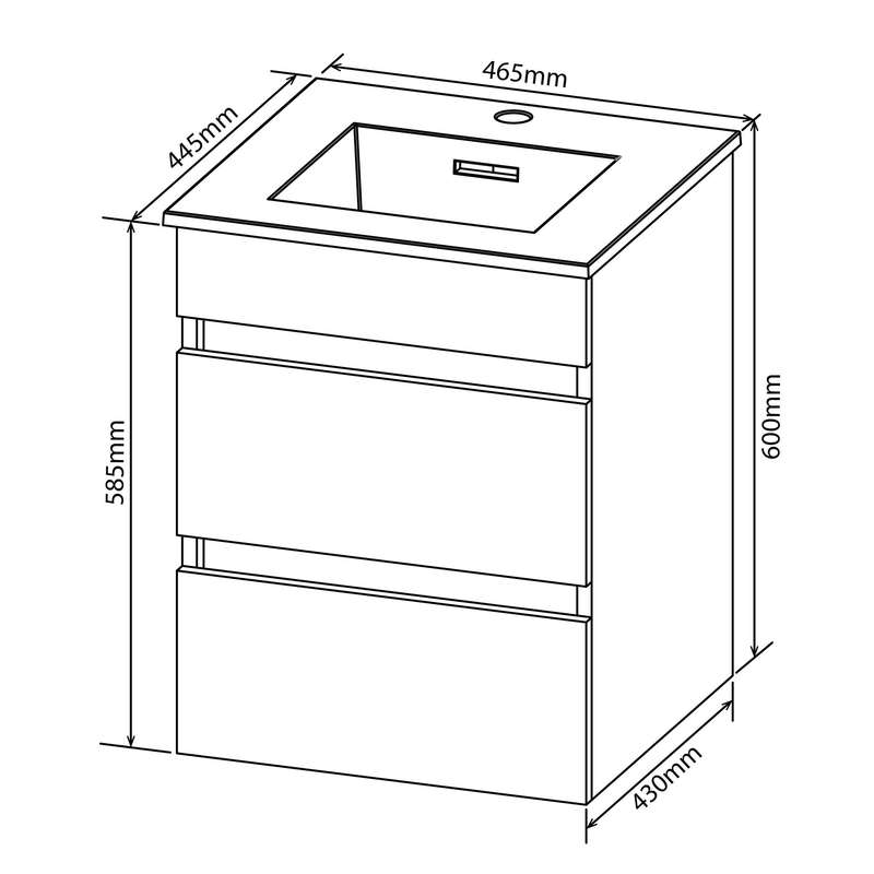 Denver Marlene  2 Drawer Floating Vanity | High Gloss White | 450