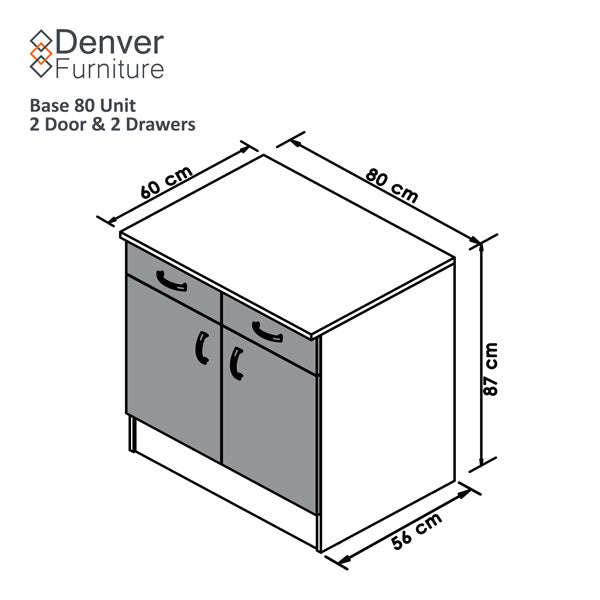 Denver Modular  Base 800 2 Drw 2 Door  White