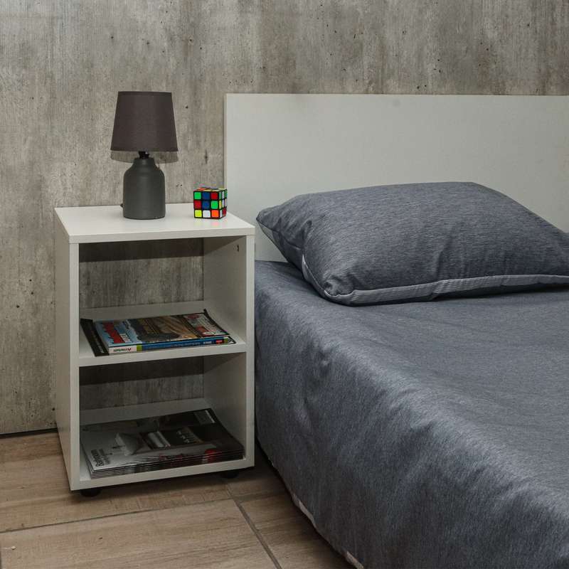 Denver Home | Bed Side Pedestal with Shelf | White