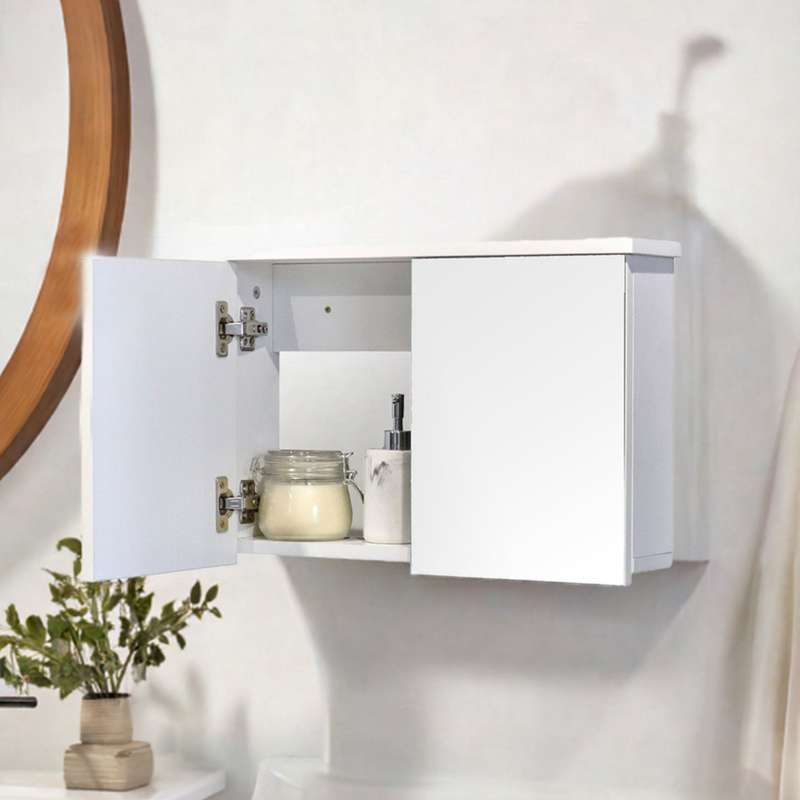 Denver Furniture | Bathroom Mirror Cabinet - Double Door Medicine Cabinet | White
