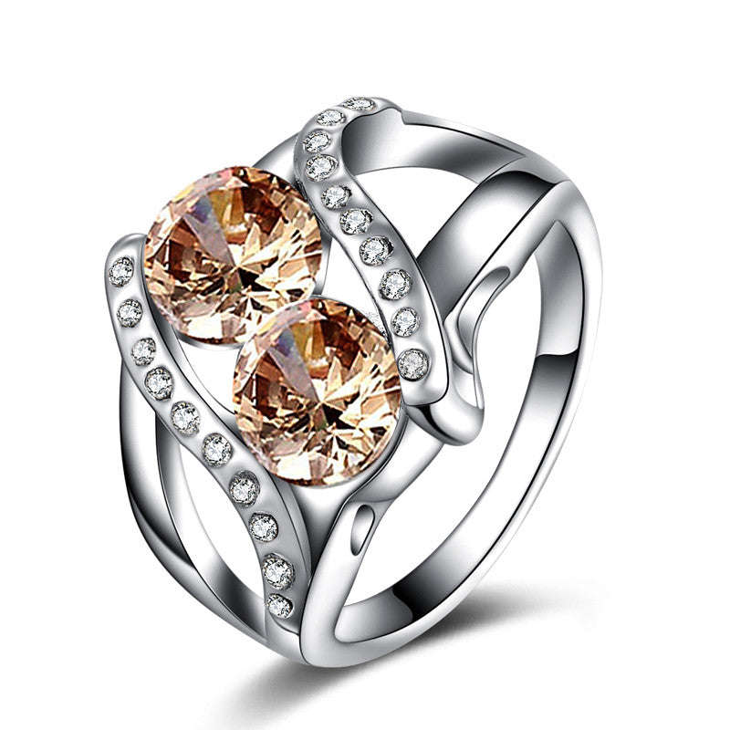 Elegant split half CZ ring - 9