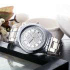 Rhinestone Stainless Steel Analog Watches - Silver