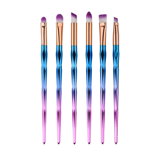 Rainbow Makeup Brushes - 6 Pcs Mix Color