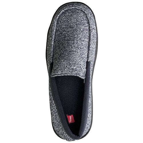 Hanes Men's Memory Foam Indoor/Outdoor Moccasin Slipper Shoe with Fresh IQ - Medium / Navy