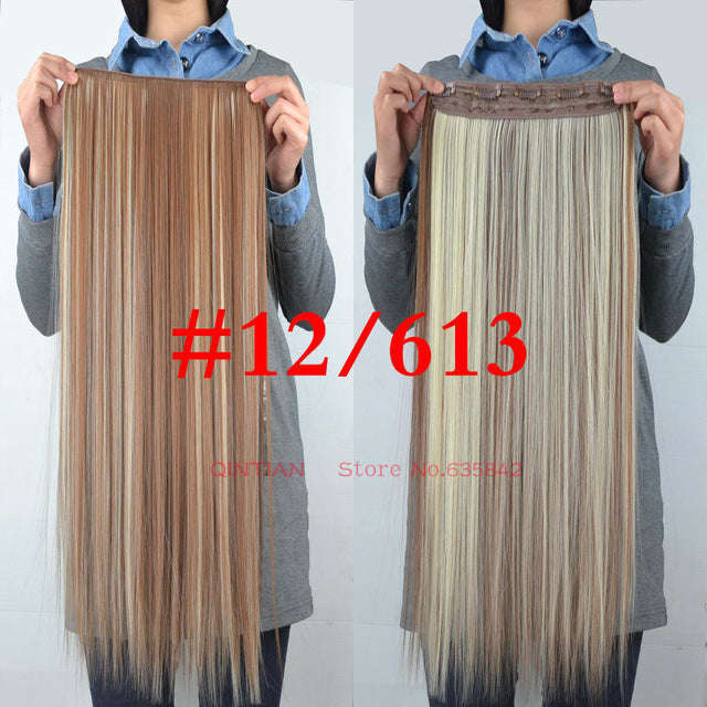 jeedou One Piece Straight Synthetic Hair Clip in Hair Extensions 5Clips 24" ... - P12/613 / 24inches