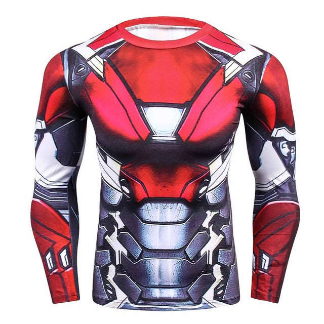 S-3XL 3D Winter Soldier Avengers 3 Compression Shirt Men Summer Long Fitness C... - 2 / Asian size L