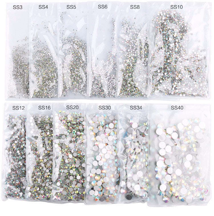 Super Glitter ss2,ss3-ss50 Crystal AB Flat Back Non HotFix Nail art Rhinestone 3D G... - SS3 1440pcs