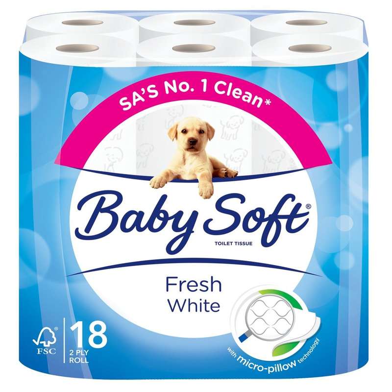 Baby Soft 2 Ply Toilet Paper White 18's